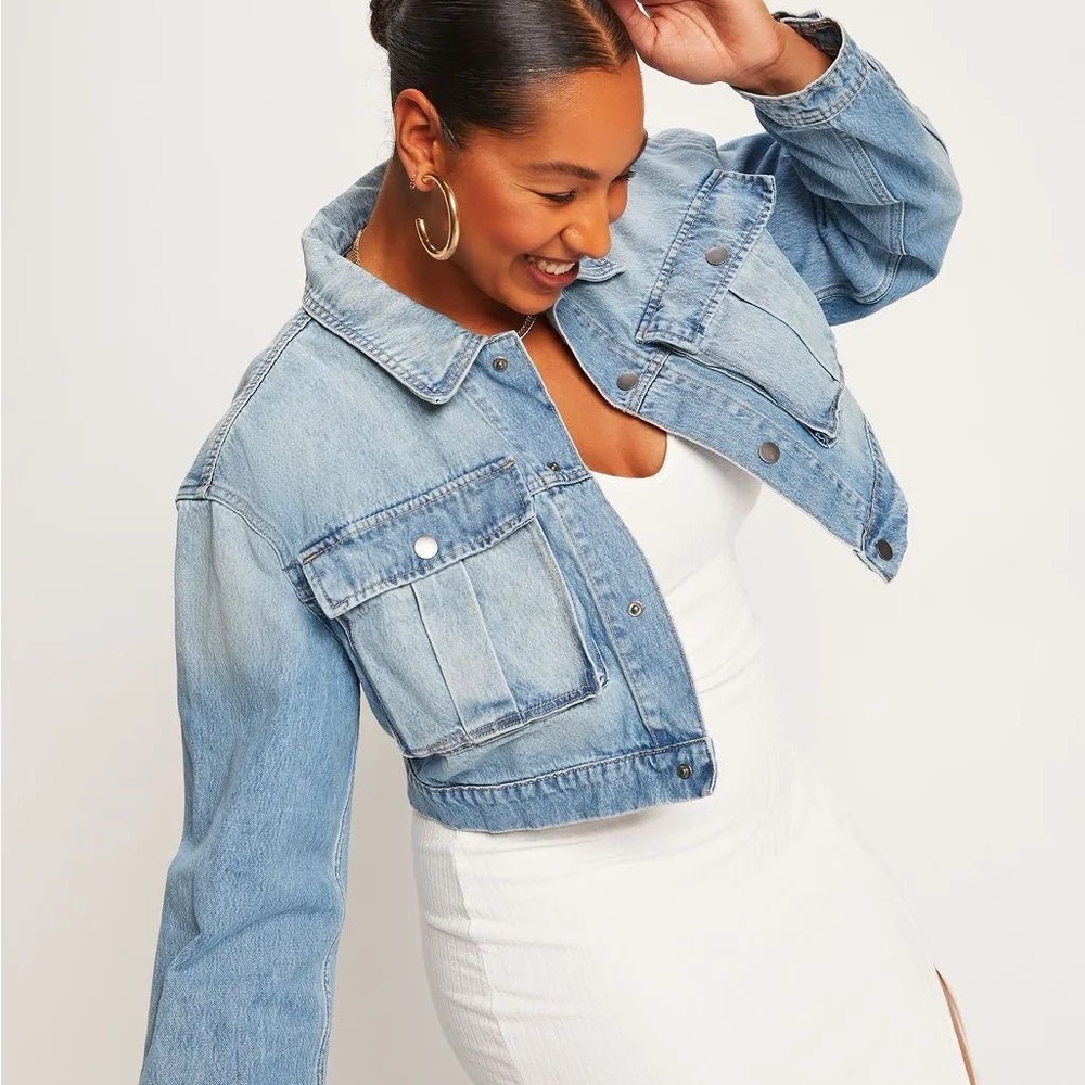 NEW Vici River Crop Denim Utility Jacket - Light Wash / XS - Picture 6 of 12